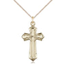 14kt Gold Filled Medium Cross Necklace 1 1/8 inch by 5/8 inch pendant on 18 inch curb chain by Bliss