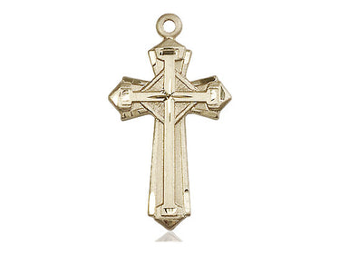 14kt Solid Gold Cross Pendant 1 and 1/8 inch by 5/8 inch medium size handcrafted by Bliss Manufacturing