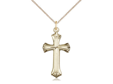 14kt Gold Filled Medium Catholic cross necklace pendant 1 1/8 x 5/8 inches on 18 inch curb chain by Bliss