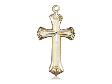 14kt Solid Gold Catholic Cross Pendant 1 1/8 inch medium size Bliss USA handcrafted
