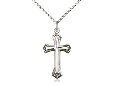 Sterling Silver Catholic Cross Necklace 1 1/8 inch medium pendant 18 inch chain Bliss USA