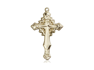 14kt solid gold medium cross pendant 1 inch by 5/8 inch handcrafted by Bliss Manufacturing USA