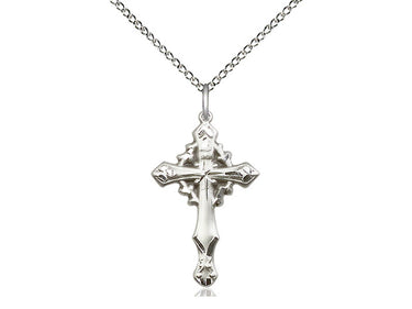 Sterling silver medium cross necklace pendant 1 x 5/8 inch with 18 inch chain handcrafted by Bliss