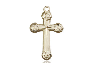 14kt Solid Gold Medium Cross Pendant 1 inch x 5/8 inch handcrafted by Bliss Manufacturing USA