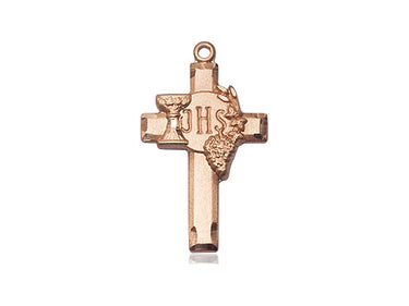 14kt Solid Gold Medium IHS Cross with Grapes Pendant 7/8 x 1/2 inch handcrafted by Bliss USA