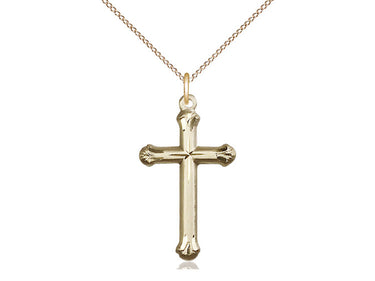 14kt Gold Filled Catholic Cross Necklace, 1 x 5/8 inch pendant on 18 inch lite curb chain by Bliss