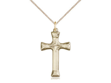 14kt Gold Filled Catholic Cross Necklace, 1 x 5/8 inch pendant on 18 inch curb chain by Bliss
