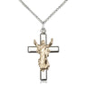 Two-Tone Gold Filled Sterling Silver Medium Cross Necklace 1-1/8x5/8 inch pendant 18 inch chain Bliss