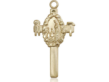 14kt Solid Gold Large Catholic Cross Pendant 1 3/8 inch x 3/4 inch handcrafted by Bliss Manufacturing USA