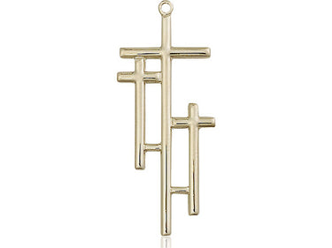 Large 14kt Solid Gold Cross Pendant 1 3/8 x 1/2 inch handcrafted by Bliss Manufacturing USA