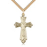 14kt Gold Filled Large Mosaic Cross Necklace 1 3/8 x 7/8 inch pendant on 24 inch chain by Bliss Manufacturing