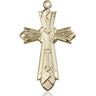 14kt Solid Gold Large Mosaic Cross Pendant 1 3/8 x 7/8 inch handcrafted by Bliss Manufacturing USA