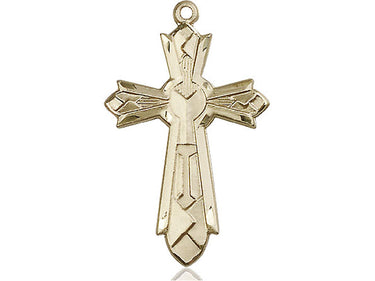 14kt Solid Gold Large Mosaic Cross Pendant 1 3/8 x 7/8 inch handcrafted by Bliss Manufacturing USA