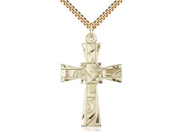 14kt Gold Filled Large Mosaic Cross Necklace 1 5/8 x 1 pendant on 24 inch chain by Bliss