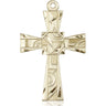 14kt solid gold Large Mosaic Cross pendant 1 5/8 x 1 inch handcrafted by Bliss Manufacturing