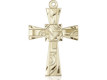 14kt solid gold Large Mosaic Cross pendant 1 5/8 x 1 inch handcrafted by Bliss Manufacturing