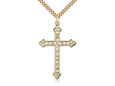 14kt Gold Filled Large Cross Necklace 1 5/8 x 1 with 24 inch chain by Bliss Manufacturing USA