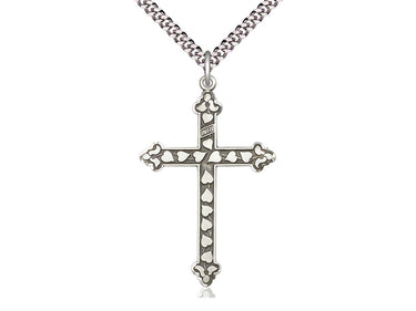 Sterling Silver Large Cross Necklace 1 5/8 x 1 with 24 inch chain by Bliss Manufacturing USA