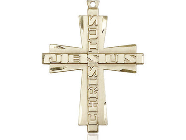 14kt Solid Gold Large Jesus Christus Cross Pendant 1 3/8 x 1 handcrafted by Bliss Manufacturing USA