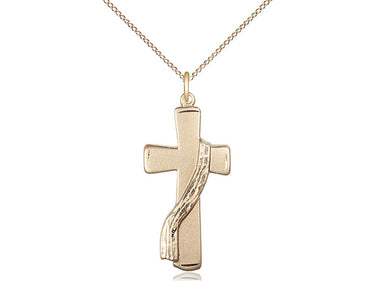 14kt Gold Filled Deacon Cross Necklace with 18 inch chain by Bliss Manufacturing USA