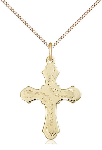 14kt gold filled Catholic cross necklace - medium 7/8 inch pendant - 18 inch curb chain - handcrafted by Bliss