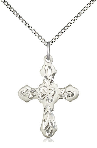 Sterling Silver Medium Coast Guard Cross Necklace 7/8 x 5/8 with 18 inch curb chain by Bliss Manufacturing