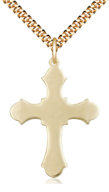 14kt Gold Filled Large Cross Necklace 1 1/4 x 7/8 inches with 24 inch heavy curb chain by Bliss Manufacturing