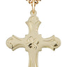 Large 14kt gold filled cross necklace 1.25 x 0.875 inches on 24 inch heavy curb chain handmade by Bliss