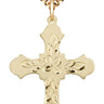 Gold filled large cross necklace 1 1/4 inch pendant on 24 inch heavy curb chain handcrafted by Bliss