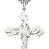 Sterling Silver Large Coast Guard Cross Necklace 1 1/4 x 7/8 with 24 inch heavy curb chain by Bliss Manufacturing
