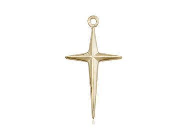 14kt Solid Gold Medium Cross Pendant 1 inch by half inch handcrafted in USA by Bliss Manufacturing