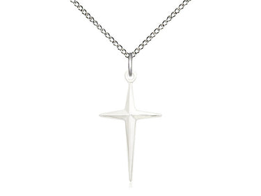 Sterling Silver Medium Cross Necklace 1 inch by half inch with 18 inch chain handcrafted by Bliss Manufacturing USA