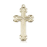 14kt solid gold medium Catholic cross pendant 1 inch by 1/2 inch handcrafted in USA by Bliss Manufacturing