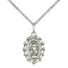 Sterling silver small Miraculous Medal pendant necklace 5/8 by 3/8 inch on 18 inch chain by Bliss