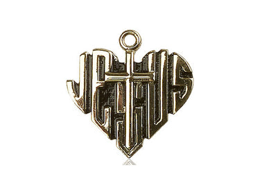 14kt Solid Gold Heart of Jesus Cross Pendant 7/8 inch by Bliss Manufacturing USA