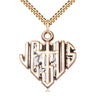14kt Gold Filled Heart of Jesus Cross Necklace 1 1/8 inch pendant on 24 inch chain by Bliss