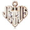14kt Solid Gold Heart of Jesus Cross Medal 1 1/8 inch handcrafted by Bliss Manufacturing