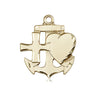 14kt Solid Gold Medium Faith Hope Charity Catholic Pendant 7/8 x 3/4 Bliss USA