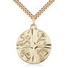 14kt Gold Filled Christian Life Cross Necklace 1 inch x 7/8 inch pendant with 24 inch curb chain handcrafted by Bliss