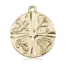 14kt Solid Gold Christian Life Medal Pendant 1 x 7/8 inch Handcrafted by Bliss Manufacturing USA