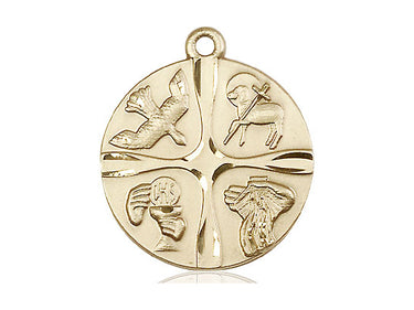 14kt Solid Gold Christian Life Medal Pendant 1 x 7/8 inch Handcrafted by Bliss Manufacturing USA