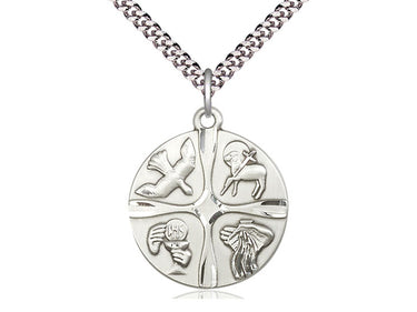 Sterling Silver Christian Life Necklace with 1 x 7/8 inch Pendant on 24 inch Chain by Bliss Manufacturing