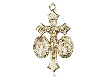 14kt Solid Gold Our Lady of La Salette Medal Pendant 1 1/8 inch by 5/8 inch handmade by Bliss