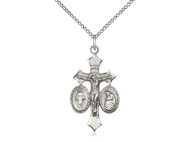 Sterling Silver Our Lady of La Salette Pendant Necklace 1 1/8 inch by 5/8 inch with 18 inch chain by Bliss