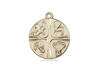 14kt Solid Gold Christian Life Medal Pendant 3/4 x 3/4 inch Handcrafted by Bliss Manufacturing USA