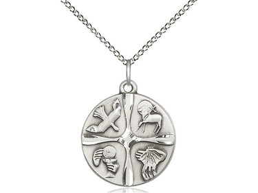 Sterling Silver Christian Life pendant necklace 7/8 x 3/4 inch with 18 inch chain by Bliss Manufacturing