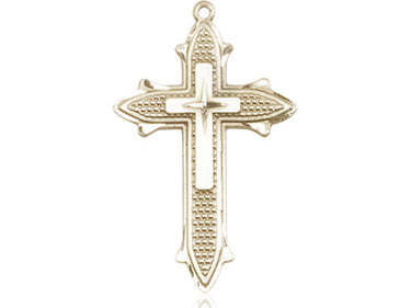 14kt solid gold large cross on cross pendant 1 3/8 inch by 3/4 inch by Bliss Manufacturing
