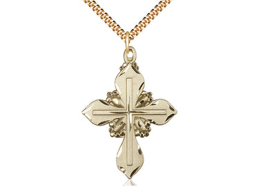 14kt Gold Filled Large Cross Necklace 1 5/8 x 1 1/8 inches with 24 inch chain by Bliss Manufacturing USA