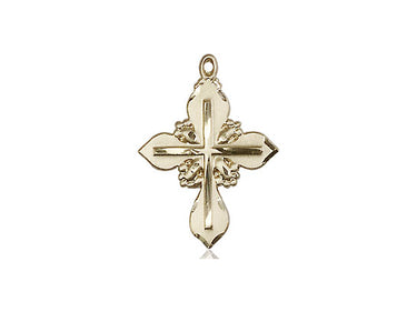 14kt solid gold medium cross pendant 3/4 by 1/2 inches handcrafted by Bliss Manufacturing USA