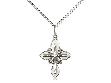Sterling Silver Catholic Cross Necklace 3/4 x 1/2 inch Medium Size with 18 inch Chain by Bliss USA